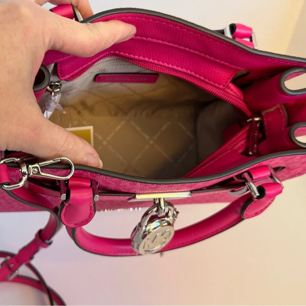 Michael Kors Dragonfruit Hamilton Small Signature Logo Satchel - Picture 7 of 12